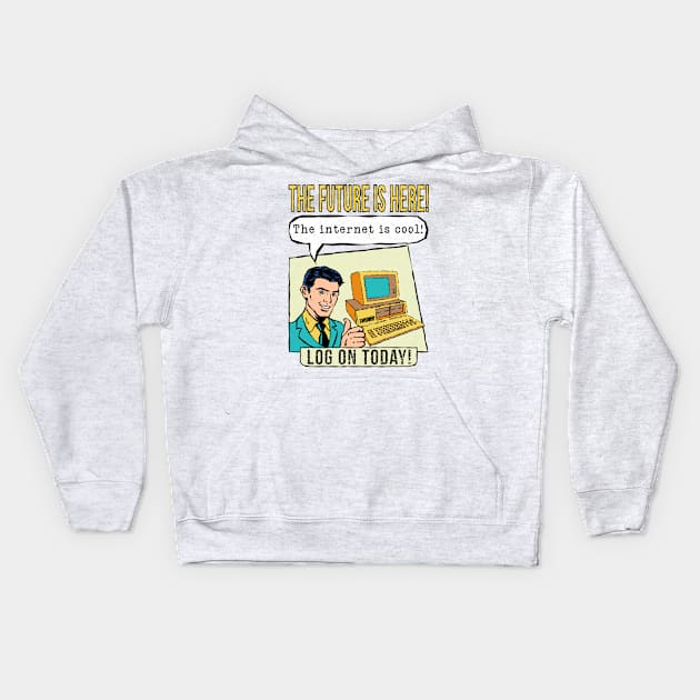 Retro Internet Comic Book Ad Kids Hoodie by Liberty Art